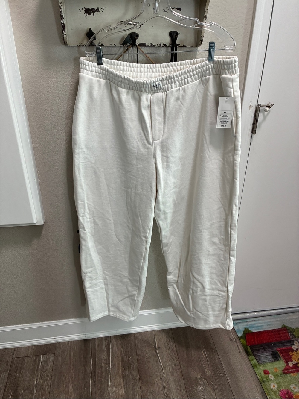 Women's High-Rise Boxer Sweatpants - Parke x Target Cream XXL New $40 - Picture 5 of 7